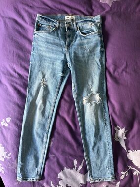 ZARA Light Blue Distressed Women's Skinny Jeans
